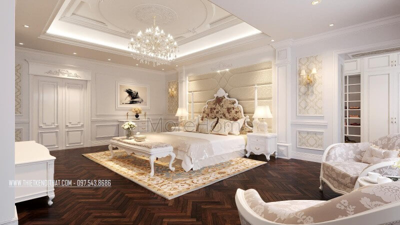 Giường ngủ biệt thự tân cổ điển Giường ngủ biệt thự tân cổ điển