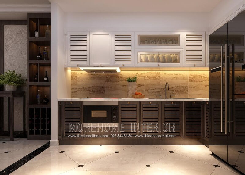 Mẫu tủ bếp gỗ tự nhiên phu sơn cao cấp mang lại vẻ đẹp sang trọng và ấm áp Tủ bếp gỗ tự nhiên