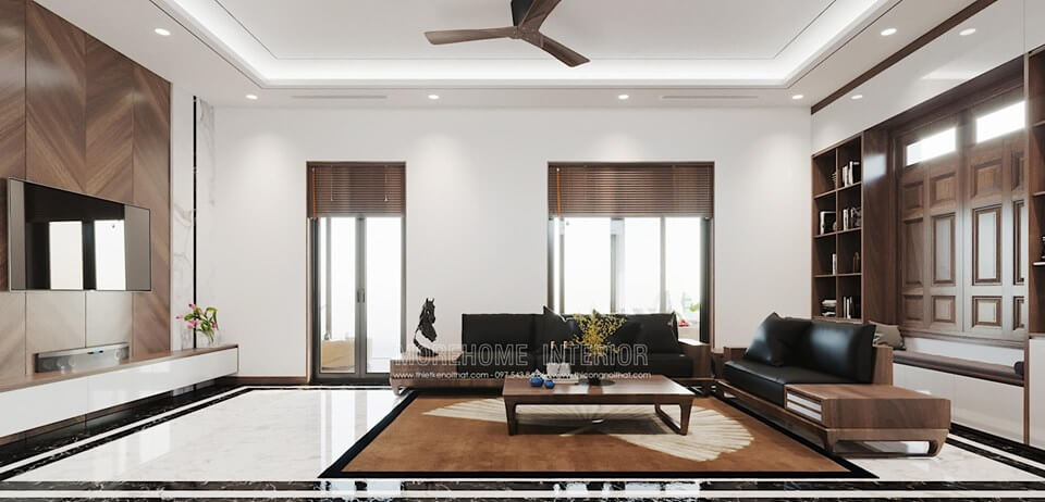 Mẫu thiết kế nội thất phòng khách hiện đại đẹp tại biệt thự Đông Anh Hà Nội Mẫu nội thất biệt thự đẹp