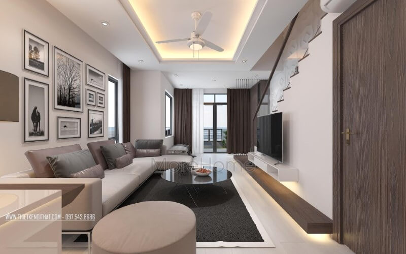 Trang trí nội thất phòng khách hiện đại, thông thoáng, sang trọng. Mẫu nội thất biệt thự đẹp