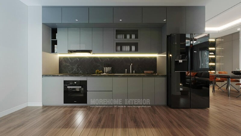 Mẫu tủ bếp gỗ công nghiệp đẹp phù hợp với mọi căn hộ chung cư Mẫu tủ bếp chung cư acrylic
