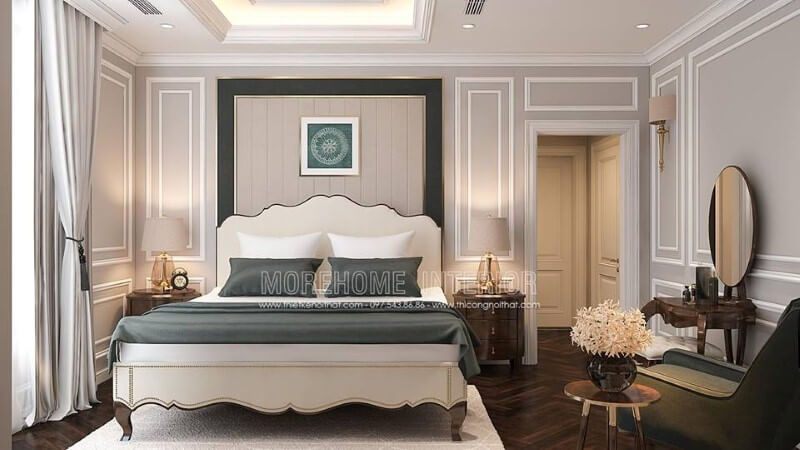 Trang trí nội thất phòng ngủ tân cổ điển sang trọng, quý phái. Thiết kế phòng ngủ nhà phố