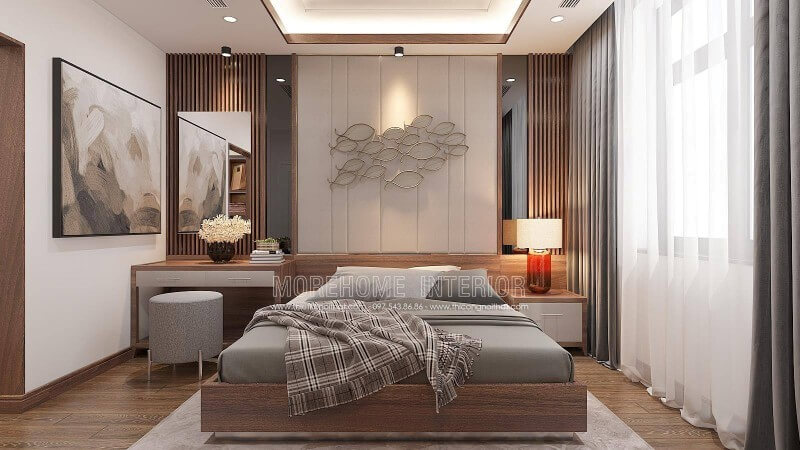 Nếu bạn đang cần tham khảo mẫu thiết kế nội thất phòng ngủ dành cho con trai đang độ tuổi mới lớn thì mẫu phòng ngủ tại biệt thự Vinhomes Imperia Hải Phòng được bố trí bởi kts Morehome đáng để bạn tham khảo. Thiết kế phòng ngủ biệt thự