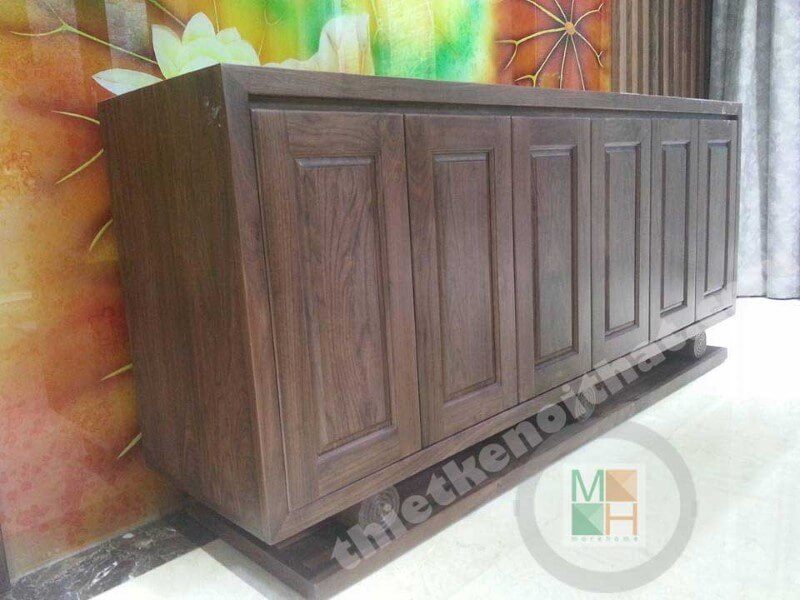Kệ đựng đồ gỗ veneer óc chó cao cấp dành cho chung cư